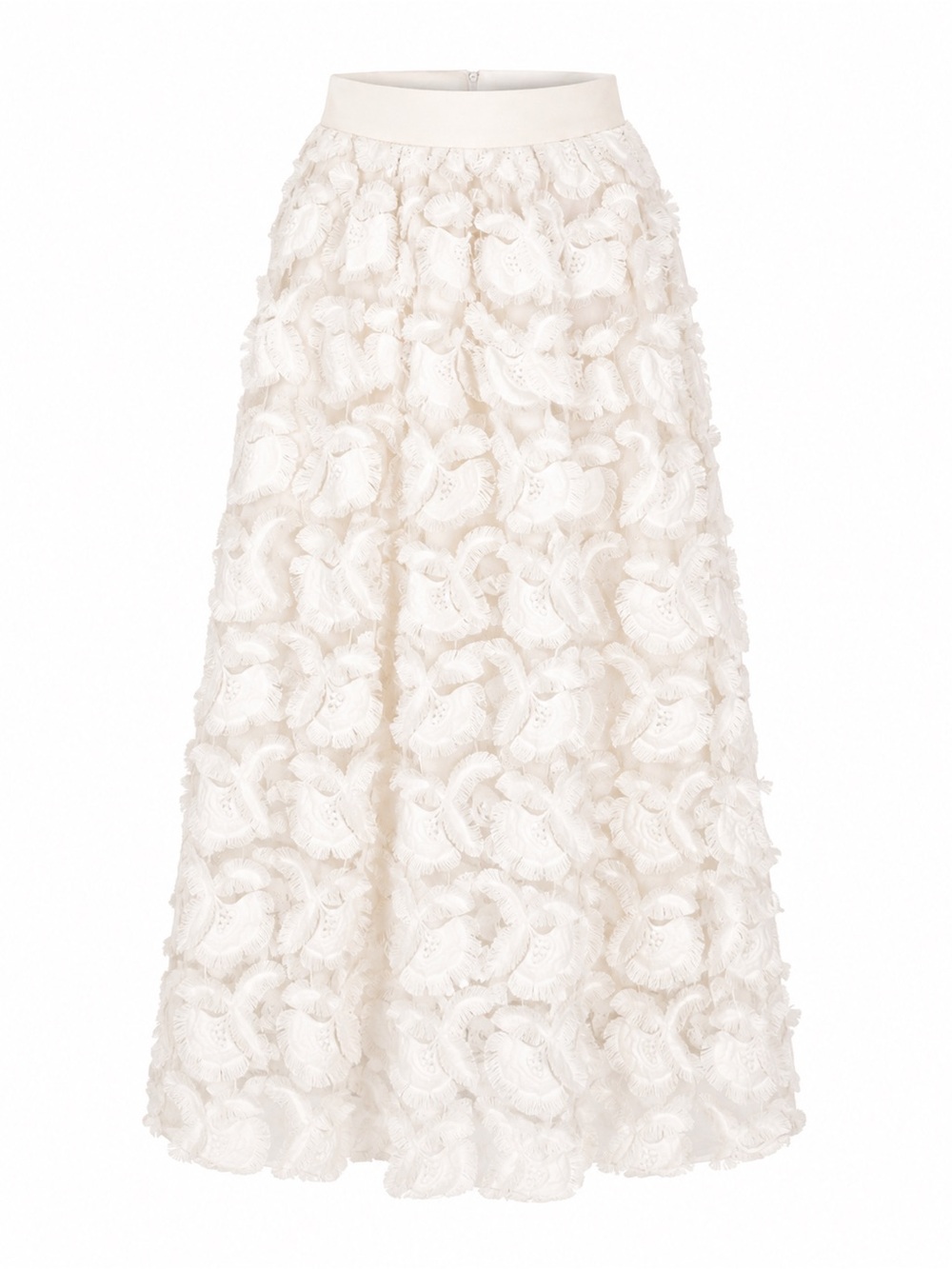 Maje Cream Textured Floral A-Line Skirt